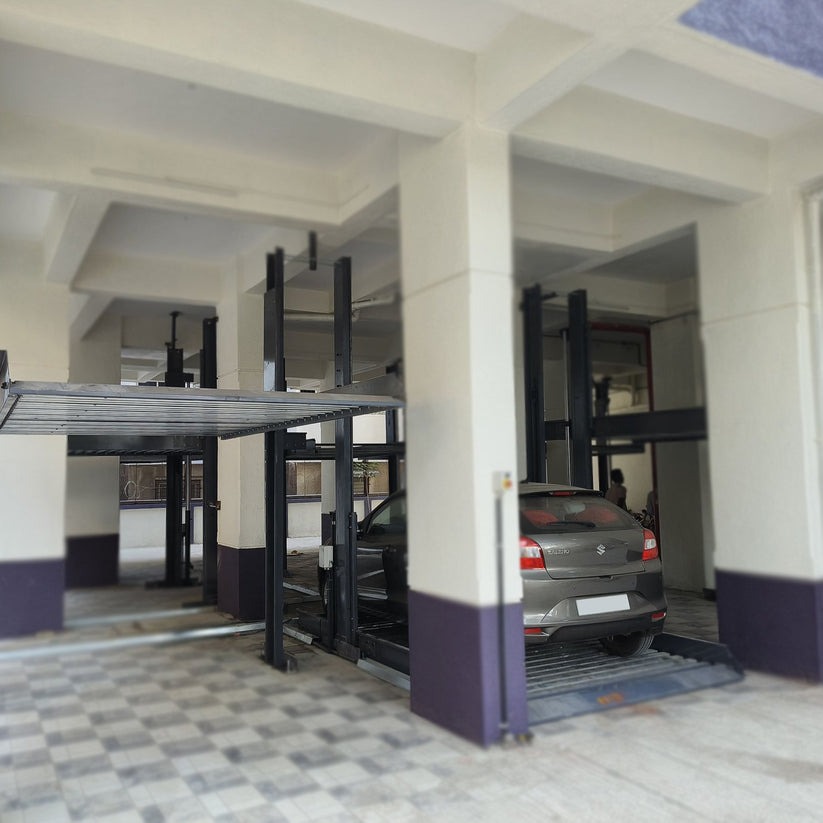2 Pole Hydraulic Stack Car Parking( White - Qty 1-5 No. )